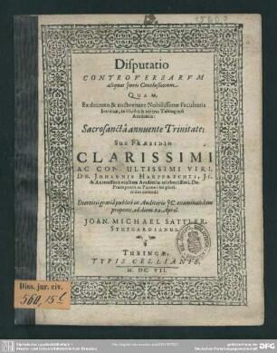 Disputatio controversarum aliquot iuris conclusionum