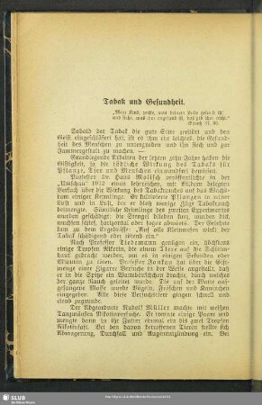 Tabak und Gesundheit