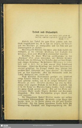 Tabak und Gesundheit