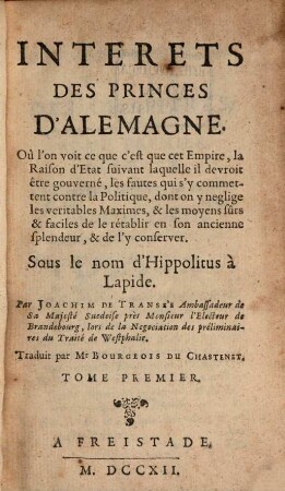 Intérêts des Princes d'Alemagne, 1