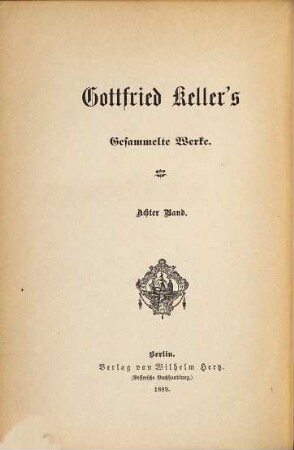 Gottfried Keller's gesammelte Werke, 8