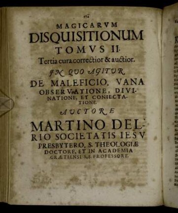 Tertia cura correctior & auctior In Quo Agitur De Maleficio, Vana Observatione, Divinatione, Et Coniectatione.