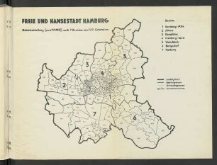 Karte 4: Freie und Hansestadt Hamburg Gebietseinteilung [vom 11.5.1951] nach 7 Bezirken und 179 Ortsteilen