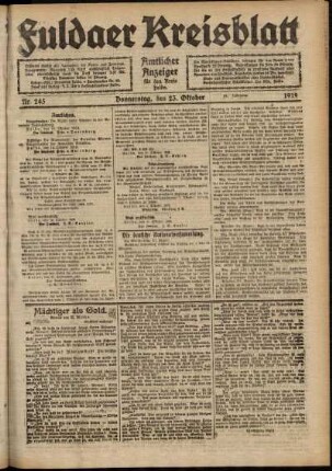 Ausgabe vom Donnerstag, den 23. Oktober 1919.