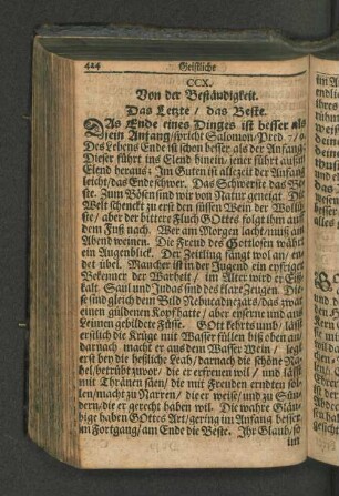 CCX. Von der Beständigkeit. Das Letzte / Das Beste.