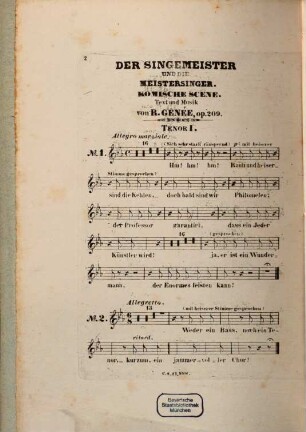 Der Singemeister und die Meistersinger : komische Scene ; op. 209
