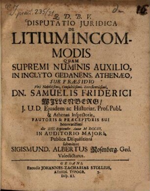 Disputatio Juridica De Litium Incommodis