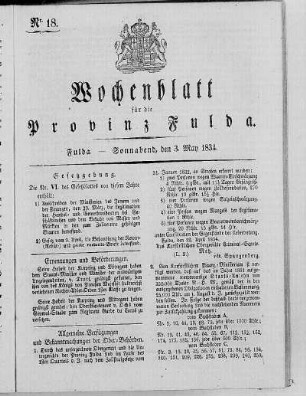 Nr. 18, Ausgabe vom 3. Mai 1834