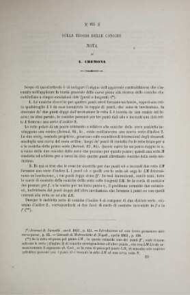 Sulla teoria delle coniche.