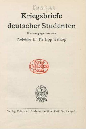 Kriegsbriefe deutscher Studenten