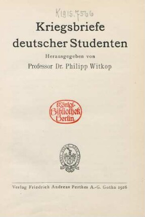 Kriegsbriefe deutscher Studenten