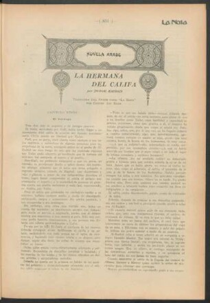 La hermana del califa : Novela árabe