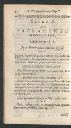 Caput V. De Sacramento Poenitentiae