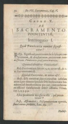 Caput V. De Sacramento Poenitentiae