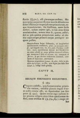Caput II. De reliquis corporibus coelestibus.