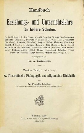 Theoretische Pädagogik und allgemeine Didaktik