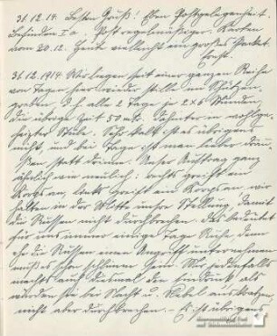 Ernst Emmerich an seine Eltern am 31.12.1914 (3.2011.3530)