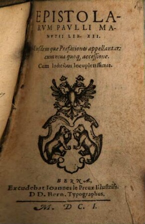 Epistolarum Pauli Manutii Libri duodecim