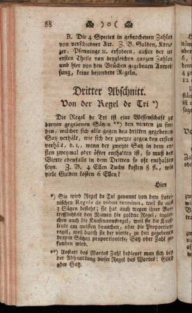 Dritter Abschnitt. Von der Regel de Tri *)