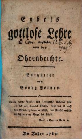 Eybels gottlose Lehre von der Ohrenbeichte