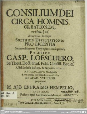 Consilium Dei circa hominis creationem ex Genes. I,26 deductum
