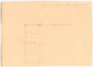 Garten Allinger, Berlin-Dahlem: Haus Allinger: Überdeckter Sitzplatz Grundriss, Ansicht, Schnitt 1:50