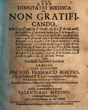 Disp. iur. de non-gratificando