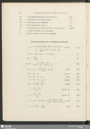 Zusammenstellung der wesentlichsten Formeln