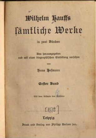 Wilhelm Hauffs sämtliche Werke : in zwei Bänden, 1