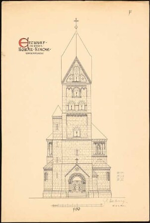 Romanische Kirche: Vorderansicht 1:50