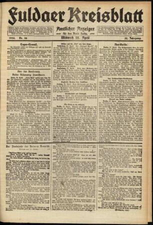 Ausgabe vom Mittwoch, den 28. April 1920.