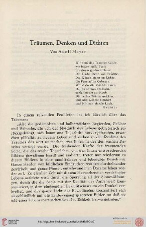 Neue Folge 1928: Träumen, Denken und Dichten