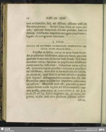 §. XXXIII. Legata Ab Impuberis Exheredati Substituto Relicta, Haud Praestanda