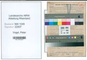 Entnazifizierung Peter Vogel , geb. 30.07.1905 (Baecker)