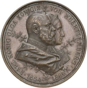 Große Medaille auf das 25-jährige Regierungsjubiläum König Karls von Württemberg 1889