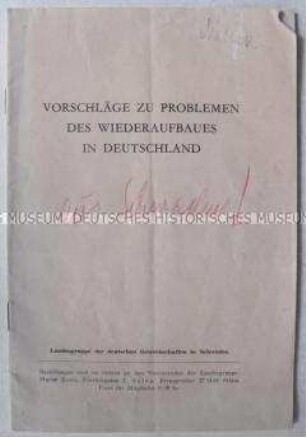 Exilschrift der Landesgruppe der deutschen Gewerkschaften in Schweden über die Zukunft Deutschlands