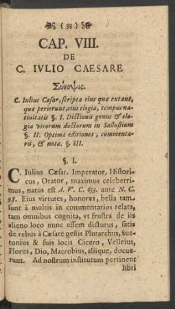 Cap. VIII. De C. Iulio Caesare