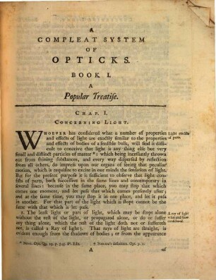 A Compleat System Of Opticks : In Four Books, viz. A Popular, a Mathematical, a Mechanical, and a Philosophical Treatise. To which are added Remarks upon the Whole, [1]