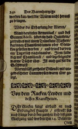 Von dem Rucken/ Lenden und dessen Kranckheiten.