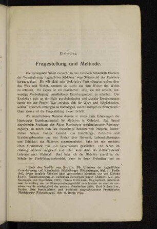 Einleitung. Fragestellung und Methode.