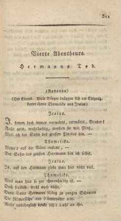 Vierte Abentheure. Hermanns Tod