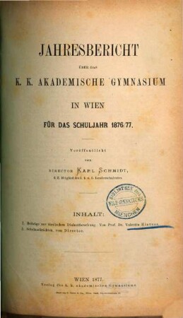 Jahresbericht. 1876/77