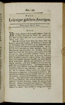 No. 33. Den 25ten April 1791.