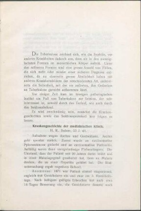 Krankengeschichte der medizinischen Klinik.