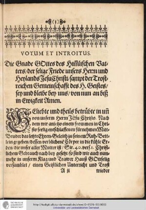 Votum et Introitus.