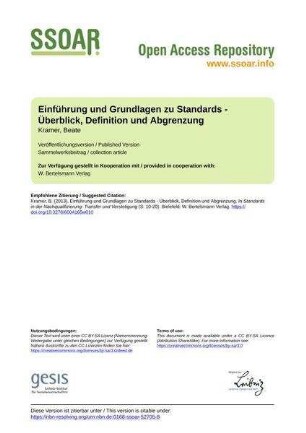 Einführung und Grundlagen zu Standards - Überblick, Definition und Abgrenzung