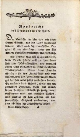 Herrn Mesmers ... Kurze Geschichte Des thierischen Magnetismus bis April 1781