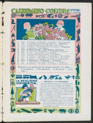 Calendario Colibrí - Septiembre, 2ª Quincena