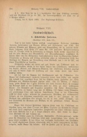 Abschnitt VIII. Landwirthschaft