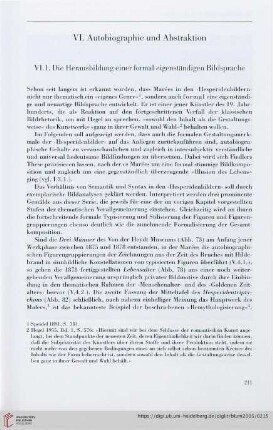 VI: Autobiographie und Abstraktion